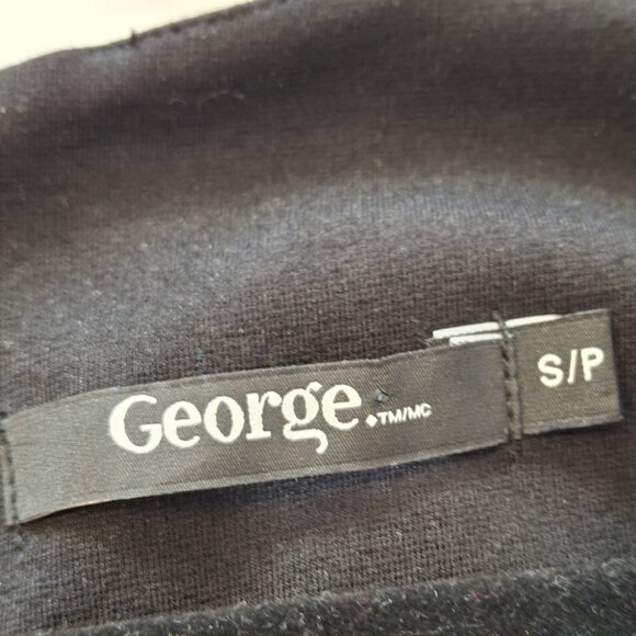 George Cap Sleeve Little Black Pencil Dress Size S Office Demure Sleek - Picture 10 of 12